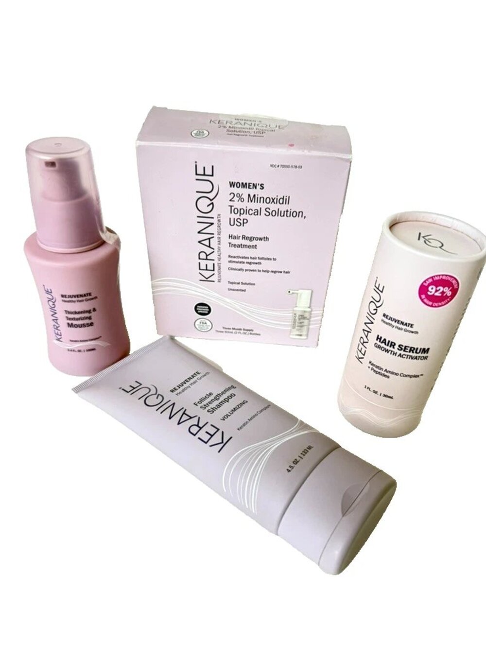 Keranique Hair Serum Follicle Shampoo Regrowth Treatment Thickening Mousse Lot